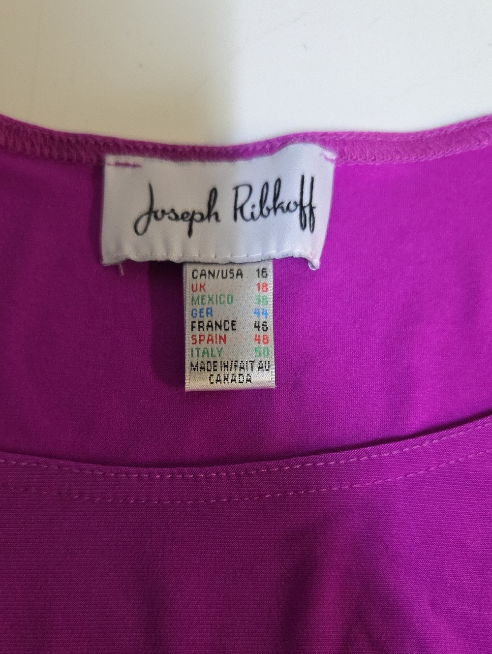 Joseph Ribkoff Scoop Neck Tank Top - Magenta Fuscia Sz 16 - Picture 4 of 5